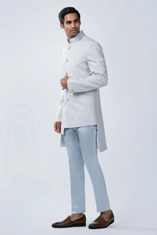 Blue gold and badla embroidered fusion jacket