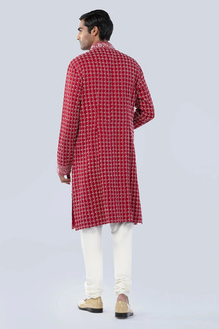 Maroon chikankaari kurta