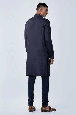 Blue frenchknot yolk embroidered kurta