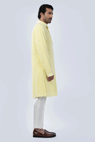 Yellow chikankaari kurta