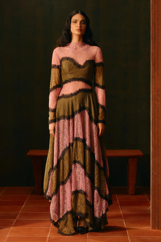 Lace Gown For Contemporary- Multicolor Rosewood by Aroka