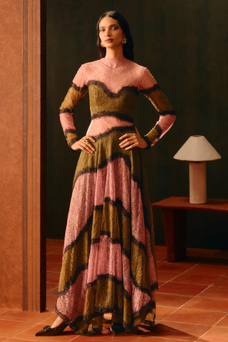 Lace Gown For Contemporary- Multicolor Rosewood by Aroka