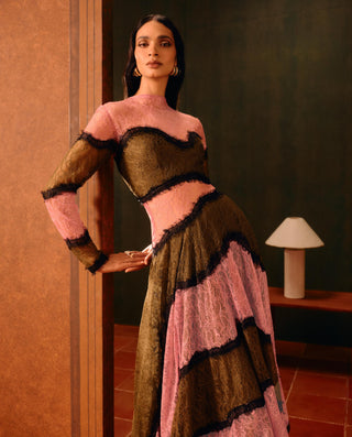 Lace Gown For Contemporary- Multicolor Rosewood by Aroka