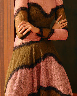 Lace Gown For Contemporary- Multicolor Rosewood by Aroka