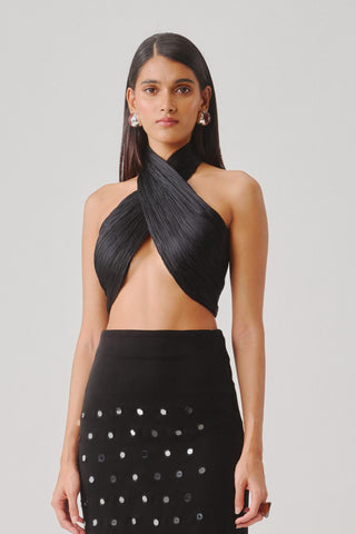 Co-ord Set For Contemporary- Black Hope Halter Neck By Aroka