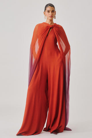 Orange Maple Spice Jumpsuit for Contemporary Wear by Aroka