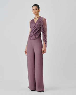 Ruched Co-ord Set Contemporary Wear Purple by Aroka