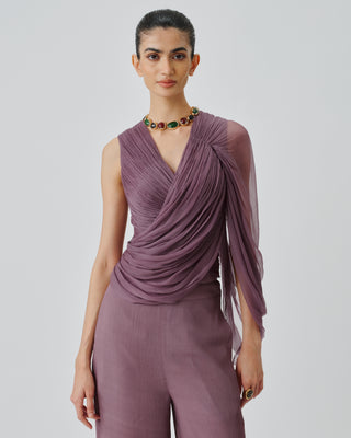 Ruched Top Contemporary Wear Purple by Aroka