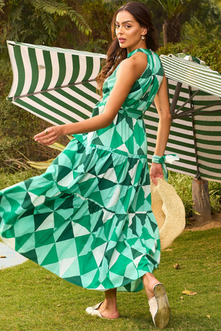 Maxi Dress Tile Wear - Multicolor Porto Dress by Zazu