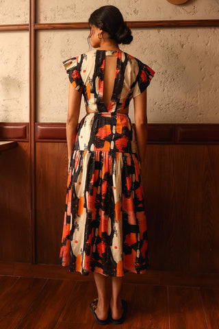 Midi Dress Holiday Wear - Multicolor Vienna Dress by Zazu