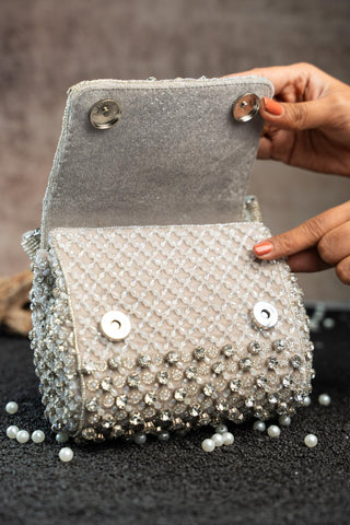 Designer Wedding Handbag for Indian Wedding – Silver Aurora by Nayaab by Sonia