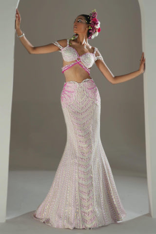 Pink aurora moonlight lehenga set
