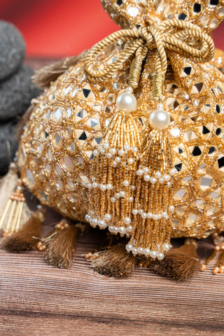 Wedding Potli Bag Indian Wedding – Gold Aynali Abla by Nayaab by Sonia