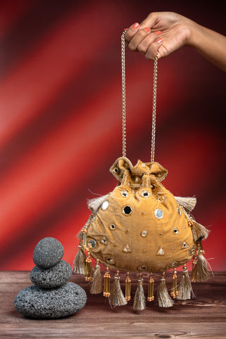 Wedding Potli Bag Indian Wedding – Gold Aynali Abla by Nayaab by Sonia