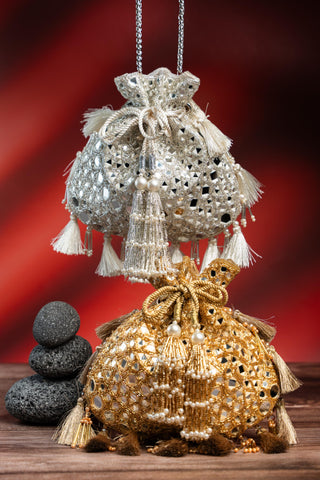 Wedding Potli Bag Indian Wedding – Gold Aynali Abla by Nayaab by Sonia