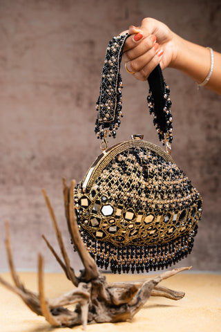 Evening Clutch Bag Contemporary Wear – Black Aynali by Nayaab by Sonia