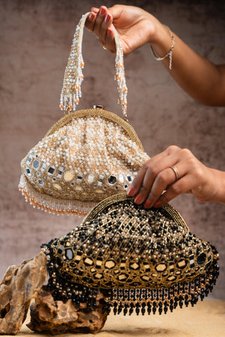 Bridal Clutch Bag Indian Wedding – Gold Ecru Aynali by Nayaab by Sonia