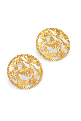 Earring Contemporary Wear - Gold Gingko Charm Stud by Putstyle