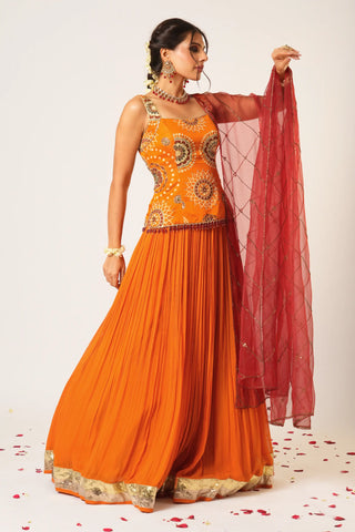 Orange golakari lehenga