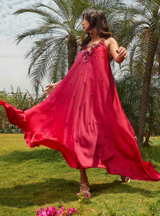 Cerise pink bias dress