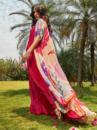 Floral peach printed cape