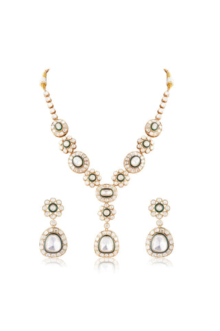Kundan Necklace Set for Indian Weddings – Green Begum Noor by Amraani
