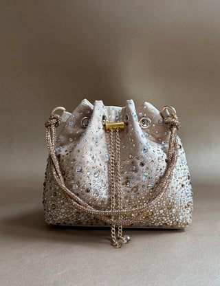 Bucket Bag Evening Wear - Silver Starlit Bucket Bag by Plode