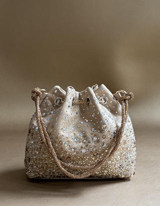 Bucket Bag Evening Wear - Silver Starlit Bucket Bag by Plode