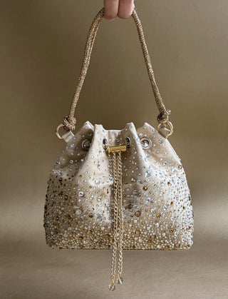 Bucket Bag Evening Wear - Silver Starlit Bucket Bag by Plode