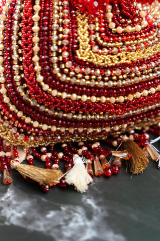 Bridal Potli Bag Indian Wedding – Red Baraq Garnet by Nayaab by Sonia