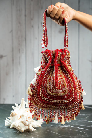 Wedding Potli Bag Indian Wedding â€“ Maroon Baraq Scarlet by Nayaab by Sonia