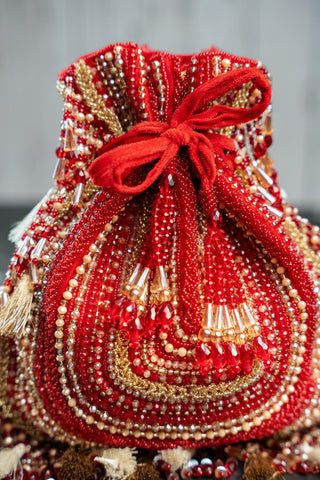 Wedding Potli Bag Indian Wedding â€“ Maroon Baraq Scarlet by Nayaab by Sonia