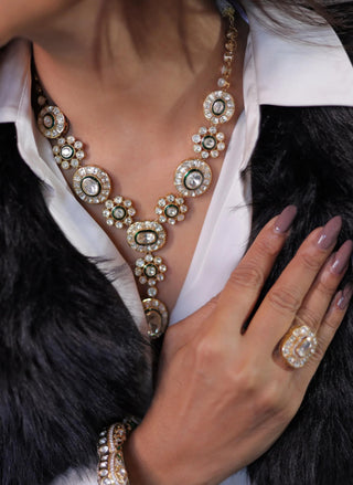 Kundan Necklace Set for Indian Weddings – Green Begum Noor by Amraani