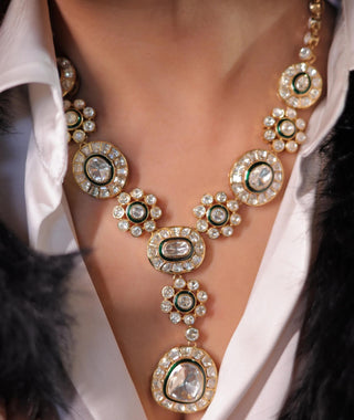 Kundan Necklace Set for Indian Weddings – Green Begum Noor by Amraani
