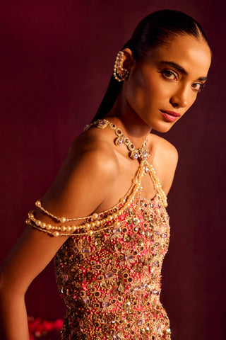 Lehenga For Indian Wedding - Pink Belle Corset Lehenga by Prevasu