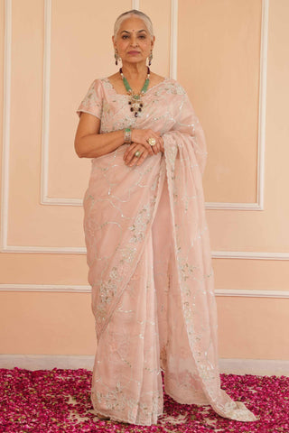 Pink dil se blushful bloom saree