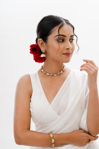Necklace Set Floral Wear - Gold Safah Meenakari Set by Putstyle