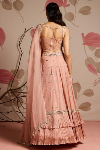 Pink camellia under bloom lehenga set
