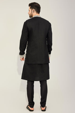 Black kurta with jacket set