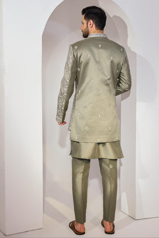 Green indo with kurta and pant