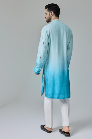 Blue ombre with mirror work kurta set