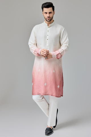 Orange ombre dori with miroor work kurta set