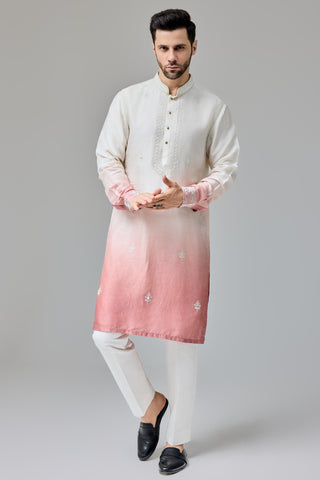 Orange ombre dori with miroor work kurta set