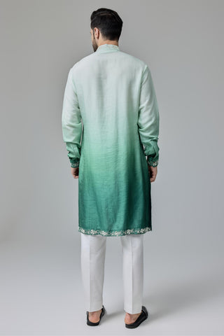Green ombre with mirror work kurta set
