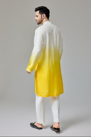 Yellow ombre dori with mirror work kurta set