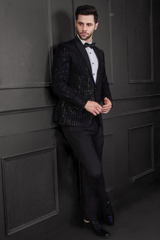 Black herringbone design tuxedo