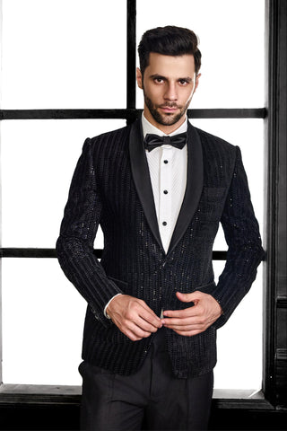 Black herringbone design tuxedo