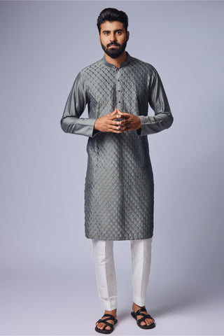 Gray pintux kurta with pant
