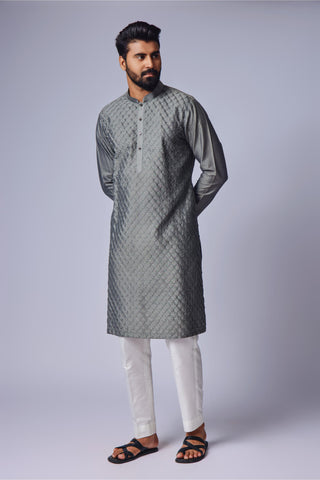Gray pintux kurta with pant