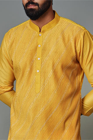 Yellow pintux kurta with pant